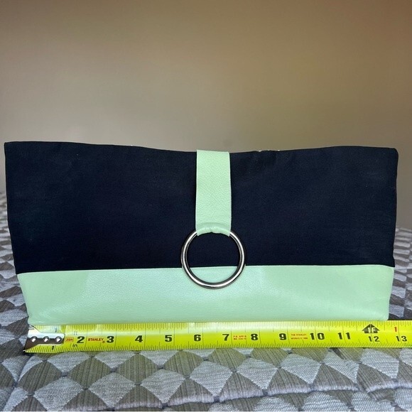 Bobo Bags Handcrafted in Denver Lime Green & Black Handbag Purse Bamboo Handles - Picture 7 of 15